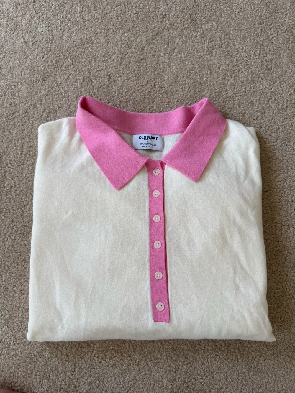 Old Navy Pink Collar Sweater Polo Preppy Coastal Grandmother 3X